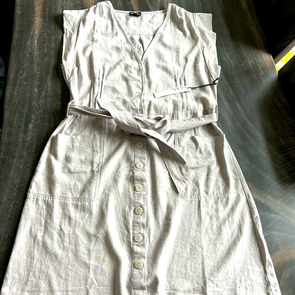 NWT Nicole Miller M Linen-Viscose Shirt Dress - Picture 2 of 8